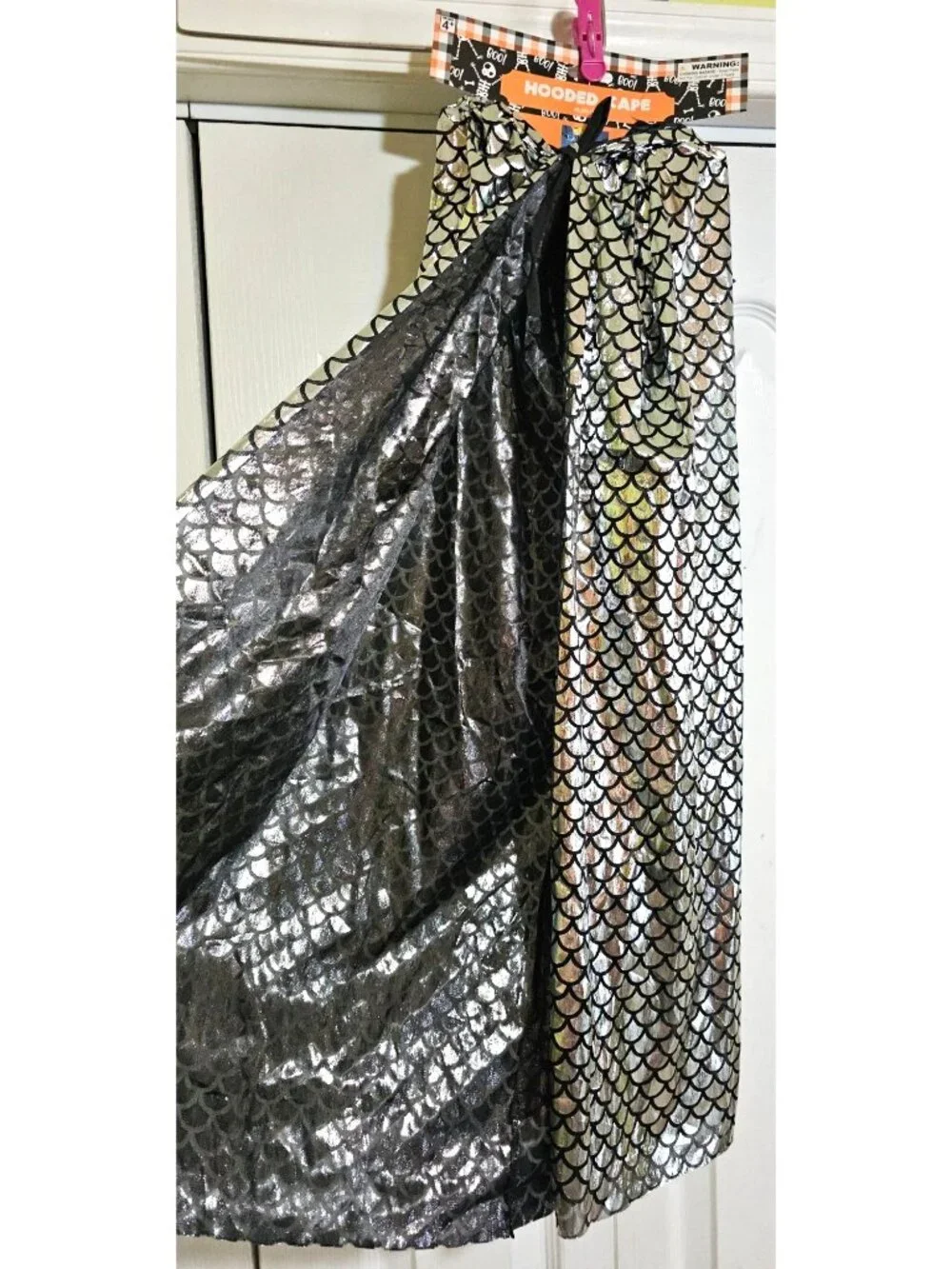 Silver Purple Scale Dragon Dinosaur Hooded Cape Halloween Dress Up Castle Kids